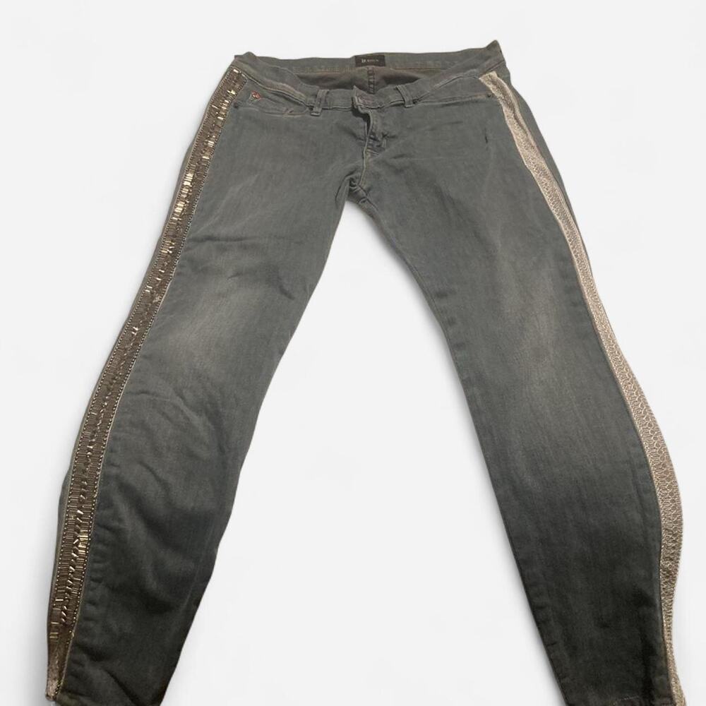 Blue jeans with silver sequin